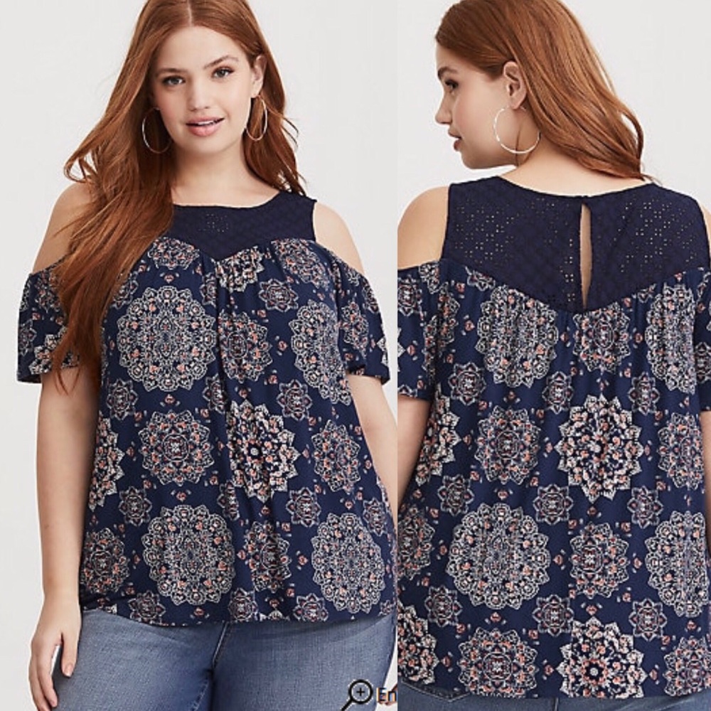 Torrid Lace Cold Shoulder Tee